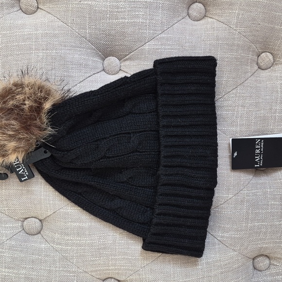 Ralph Lauren Black Knit Beanie Hat - Picture 4 of 4